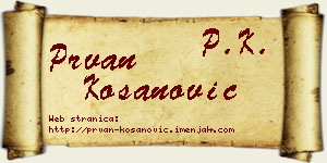 Prvan Kosanović vizit kartica